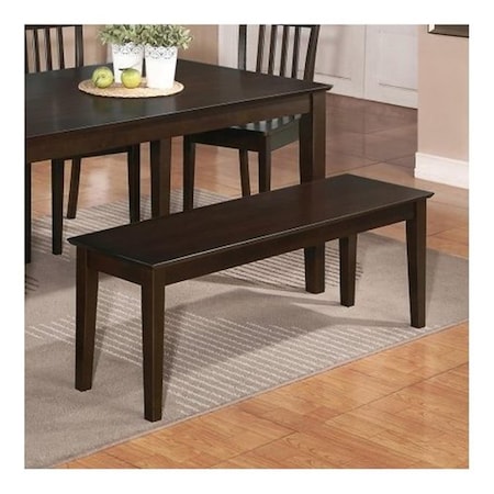 East West Furniture Capri bench with wood seat- Cappuccino CAB-CAP-W